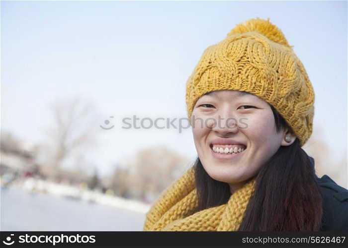 Young Woman Close Up Outside in Winter