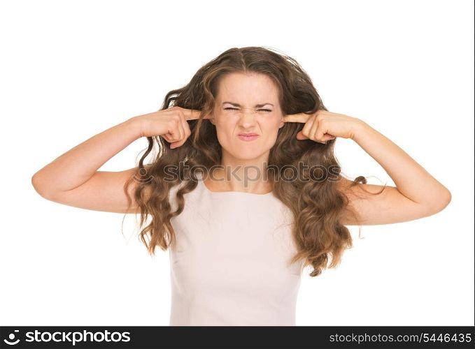 Young woman closing ears