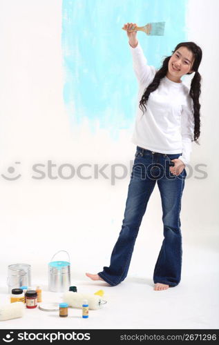 Young woman decorating