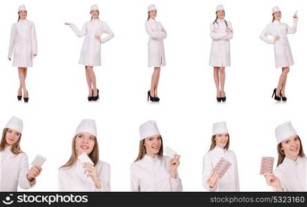 Young woman doctor isolated on white