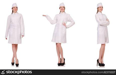 Young woman doctor isolated on white