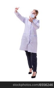 Young woman doctor isolated on white background