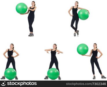 Young woman doing exercises with fitball 