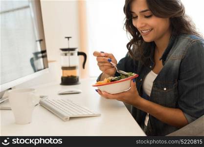 Young woman doing plans for her weekly diet