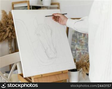 young woman drawing canvas 3