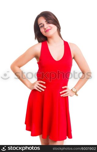 Young woman dressed for summer, isolated over white