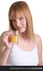 young woman drinking fresh orange juice