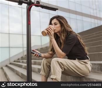 young woman enjoying coffee