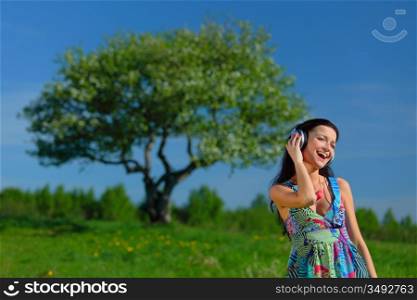 Young woman enjoying music