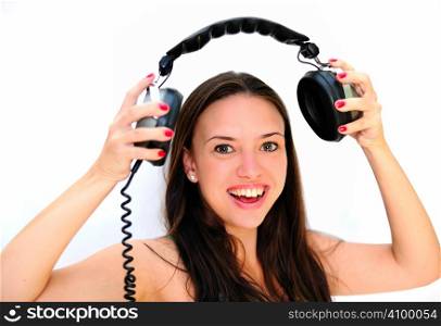 Young woman enjoying the music