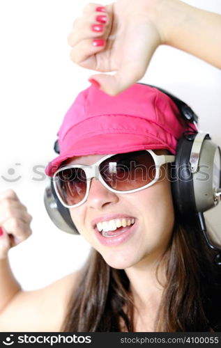 Young woman enjoying the music