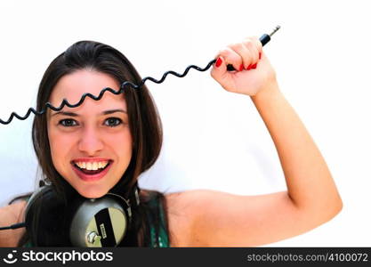 Young woman enjoying the music