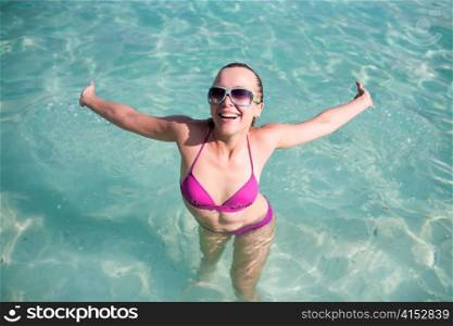 Young Woman Enjoys The Water