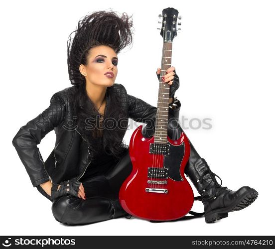 Young woman hard rock artist isolated
