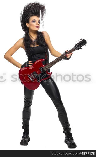 Young woman hard rock artist isolated