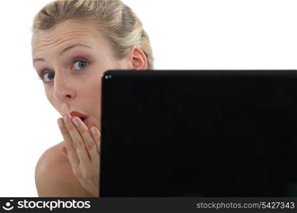 young woman having fun on the Internet