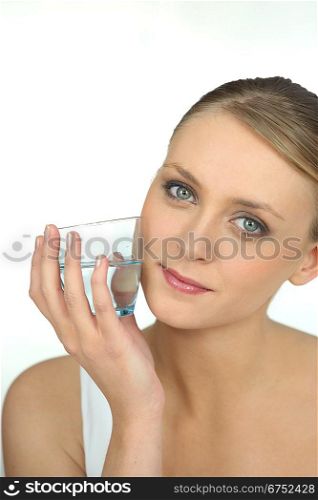 Young woman healthy with glass of water