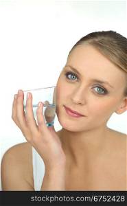 Young woman healthy with glass of water
