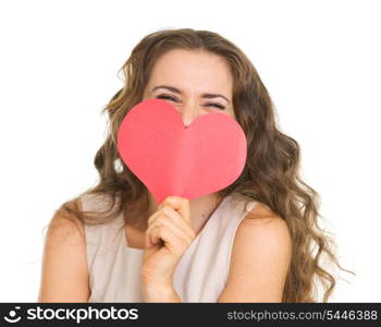 Young woman hiding valentine&rsquo;s day cards