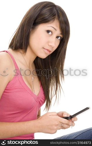 Young woman holding a mobile phone