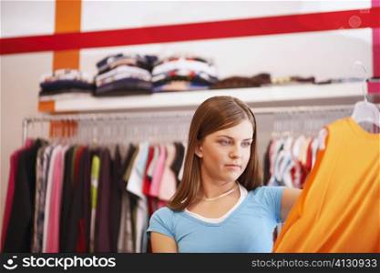 Young woman in a clothing store