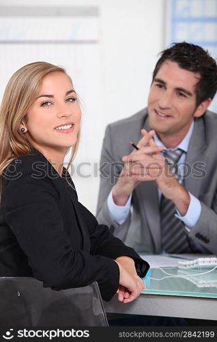 Young woman in a job interview