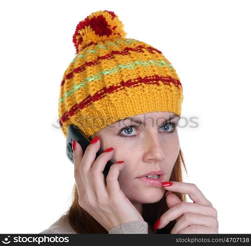 young woman in a knitted hat