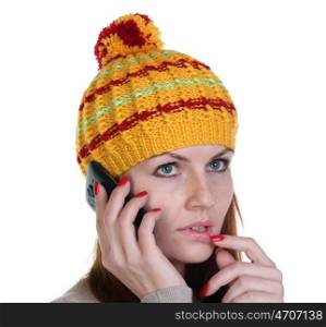 young woman in a knitted hat