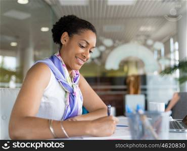 Young woman in an office