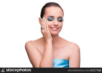 Young woman in beauty concept isolated on white