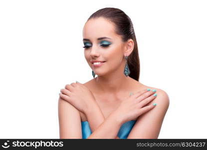 Young woman in beauty concept isolated on white