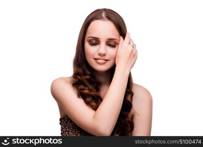 Young woman in beauty concept on white isolated background