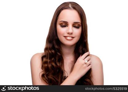 Young woman in beauty concept on white isolated background