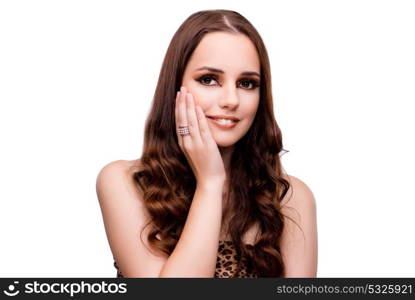 Young woman in beauty concept on white isolated background