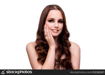 Young woman in beauty concept on white isolated background