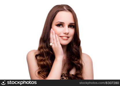 Young woman in beauty concept on white isolated background