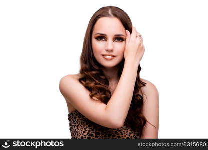 Young woman in beauty concept on white isolated background