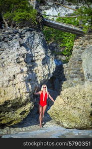 Young Woman in Bikini in Tropical Islandreleased