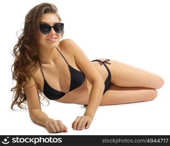 Young woman in bikini isolated