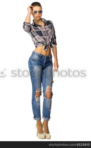Young woman in blue jeans