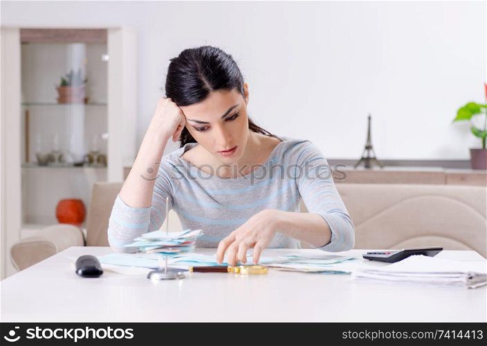 Young woman in budget planning concept