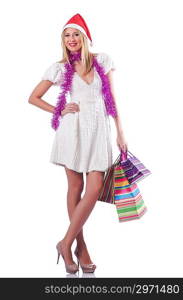 Young woman in christmas shopping concept