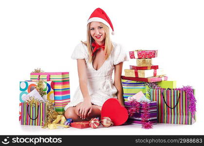 Young woman in christmas shopping concept