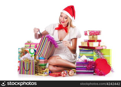 Young woman in christmas shopping concept