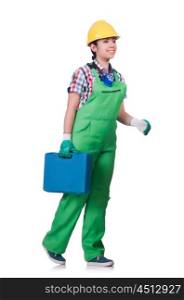 Young woman in green coveralls
