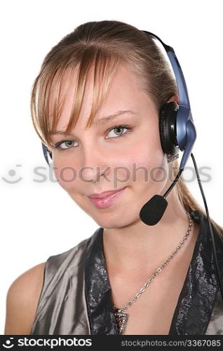 young woman in headset