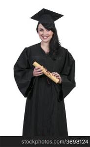 Young woman in her graduation robes