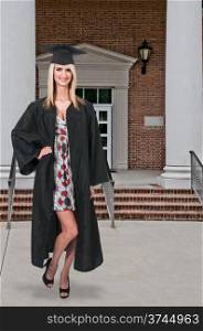 Young woman in her graduation robes