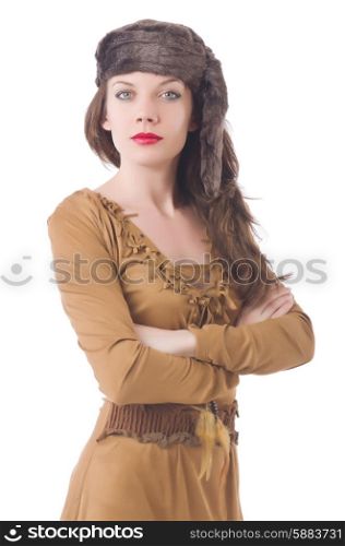 Young woman in pirate clothing