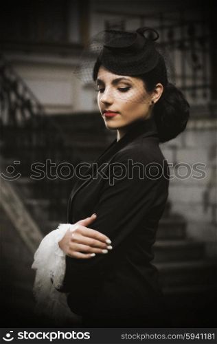 Young woman in retro styled costume (ancient version)